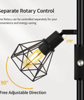 Industrial Tree Floor Lamp With Three Diamond Head Lights 1200 Lumen Edison LED Bulbs 3 Way Rotary Switch detail