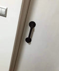 Set Of 2 Industrial Pipe Door Pull Handles And Grab Bars With Antique Rustic Cast Iron Handrails In Matte Black 12 Inch installed on door