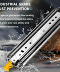 Heavy Duty Drawer Slides with Lock 300 lb full extension side mount ball bearing rust prevention close-up