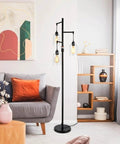 Industrial Floor Lamp With Dimmable On Off Switch Three Head Rustic Tree Style Standing Lamp For Living Room Reading Office And Bedroom Black Edison Bulb Compatible 40W Retro Tall Glass Floor Light Must Have For Any Space in modern living room.