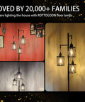 Three 6W LED Bulbs Dimmable Farmhouse Floor Lamp With Industrial Rustic Style Standing Light For Living Room Bedroom Or Office 68 Inches Tall Stepless Dimming Rotary Switch