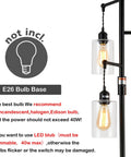 Industrial Floor Lamp With Dimmable On Off Switch Three Head Rustic Tree Style Standing Lamp For Living Room Reading Office And Bedroom Black Edison Bulb Compatible 40W Retro Tall Glass Floor Light Must Have For Any Space with E26 bulb base and glass shade close-up