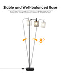 Industrial Floor Lamp With Hanging Iron Mesh Shade And Foot Switch, 6W LED Bulb, All Metal Farmhouse Standing Lamp with stable base