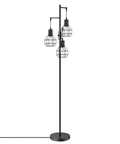 Dimmable Farmhouse Floor Lamp with Industrial Style Standing Light for Living Room and Bedroom, Three LED Edison Bulbs Included, Black Rustic Corner Tall Tree Reading Lamp for Home Office by EDISHINE.