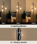 Industrial Floor Lamp With Dimmable On Off Switch Three Head Rustic Tree Style Standing Lamp For Living Room Reading Office And Bedroom Black Edison Bulb Compatible 40W Retro Tall Glass Floor Light Must Have For Any Space with dimmer switch and three lighting modes.