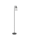 Industrial Floor Lamp With Hanging Iron Mesh Shade And Foot Switch, 6W LED Bulb, All Metal Farmhouse Standing Lamp, Rustic Black Lighting