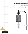 Step-by-step assembly of Industrial Floor Lamp With Hanging Iron Mesh Shade And Foot Switch, 6W LED Bulb included