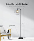 Industrial Floor Lamp With Hanging Iron Mesh Shade And Foot Switch, 6W LED Bulb, All Metal Farmhouse Standing Lamp next to chair