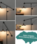 Industrial Adjustable Floor Lamp For Living Room With Pulley System Modern Farmhouse Tall Standing Reading Lamp in blackened bronze.
