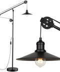 Industrial Adjustable Floor Lamp For Living Room With Pulley System Modern Farmhouse Tall Standing Reading Lamp In Blackened Bronze