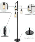 Industrial Floor Lamp With Dimmable On Off Switch Three Head Rustic Tree Style Standing Lamp for Living Room Reading