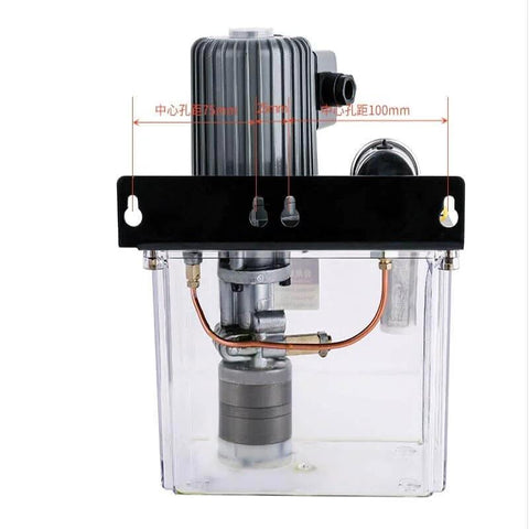 Front view of Grease Pump For Endrun Molding Machine 380V And 220V CNC Tool Lubrication Pump with clear casing and metal components