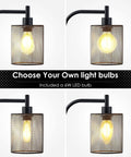 Industrial Floor Lamp With Hanging Iron Mesh Shade And Foot Switch, 6W LED Bulb, All Metal Farmhouse Standing Lamp detail