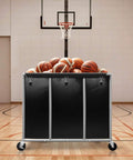 Industrial Laundry Cart On Wheels With 420L Capacity, Heavy Duty Steel Frame, Removable Waterproof Liner Bag holding basketballs
