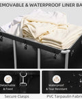 Industrial Laundry Cart On Wheels With 420L Capacity, Heavy Duty Steel Frame, Removable Waterproof Liner Bag, 400 Lb Load