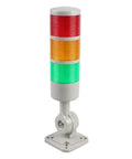 Image of a three-layer LED signal tower light with rotatable base and buzzer, used in industrial settings, by LUBAN.