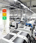 Industrial 3 Layer LED Signal Tower With Rotatable Base And Buzzer Alarm Msiud, 12 To 24V DC, in production line setting