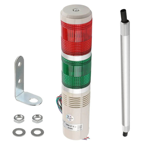 Industrial Signal Light Column LED Alarm Tower Light Indicator With Red And Green LEDs 90dB Audible Warning 24V AC 3W Power