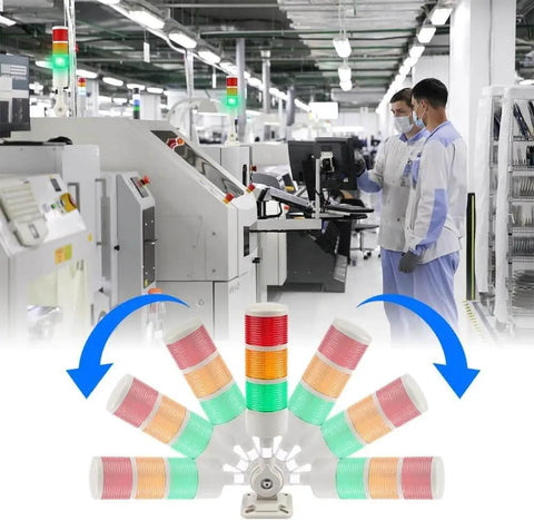 Industrial 3 Layer LED Signal Tower With Rotatable Base And Buzzer Alarm Msiud, 12 To 24V DC, 3 color stack light beacon in factory