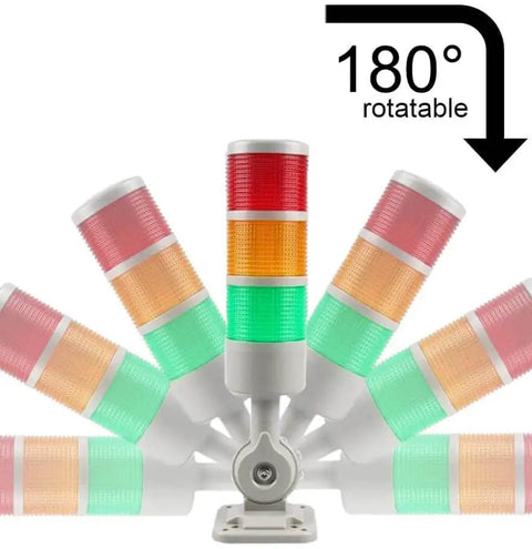 Industrial LED Signal Tower Light With Buzzer, LUBAN Rotatable Base Andon Style Warning Lamp For Industrial Alerts, 1 Layer