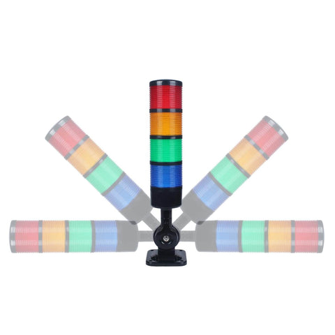 Industrial LED Signal Tower Stack Lights with Rotatable Base 4 Layer Warning LEDs and 90dB Buzzer 110V 220V AC