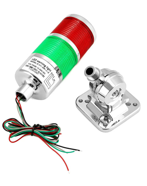 Industrial 12-24V LED Stack Tower Light With Buzzer, 2-Stage Beacons, 360 Degree Prism Lens, detached base mount