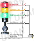 110V To 220V LED Stack Tower Lights For Industrial Warning Andon Signaling, 1 Layer Column Signal Beacon, wiring diagram shown