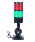 Industrial LED Signal Tower Light With Rotatable Base And Built In Buzzer Two Layer Stack Lamp For Warning And Status Indicators 110V 220V AC Compatible Steady Or Flashing Modes Per Tier Heavy Duty Long Lasting 100000 Hour LED Black