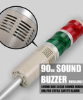 Industrial Signal Column LED Alarm Tower Light With Buzzer, 2 Layer Stack Warning Beacon For Safety, Red Green LEDs