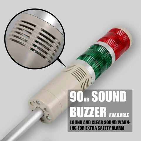 Industrial Signal Column LED Alarm Tower Light With Buzzer, 2 Layer Stack Warning Beacon For Safety, Red Green LEDs