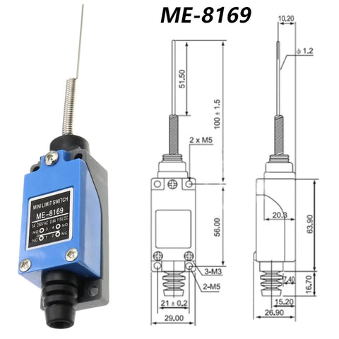 Industrial Rotary Roller Lever Limit Switch Sealed IP Rated 5A 220V Momentary Action ME 8169 Compatible
