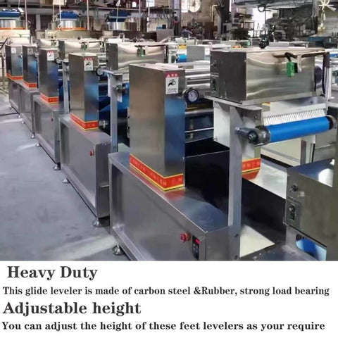 Heavy Duty Adjustable Leveling Feet With 3.14 Inch Base M12 Thread 1300 Pound Capacity for Workbenches Machines and Cabinets installed on factory machines.