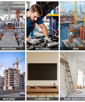 Collage of various industrial themes including machinery, mechanic work, shipbuilding, construction, furniture, and home renovation.