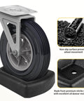 Heavy Duty Rubber Wheel Dock For Trailers With Wheel Chock And Stabilizer Fits 6 Inch Casters, side view with black nitrile rubber