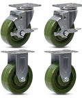 4x1.5 Inch High Temp Industrial Bakery Oven Caster Wheels Set Of 4 Heavy Duty Casters 2800 Lb Capacity With 2 Brakes And 2 Rigid