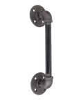 Industrial Pipe Decor Barn Door Handle 8 Inch With Authentic Steel Grey Iron Fittings Flanges And Pipes For Custom Vintage Hanging Doors DIY Kit With Hardware For Easy Installation And Rustic Farmhouse Style