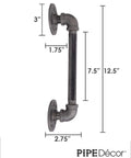 Industrial Pipe Decor Barn Door Handle 8 Inch With Authentic Steel Grey Iron Fittings Flanges And Pipes For Custom Vintage Hanging Doors DIY Kit