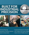 G25 Precision Chrome Steel Bearing Balls, 1-1/2 Inch Diameter, 2 Pieces, ISO 9001 Certified displayed with industrial uses