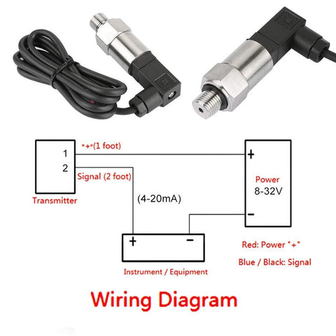 Industrial Pressure Transducer With 4-20mA Output And G1 Quarter Inch Thread For Water Gas Oil 0 To 1 MPa Range wiring diagram