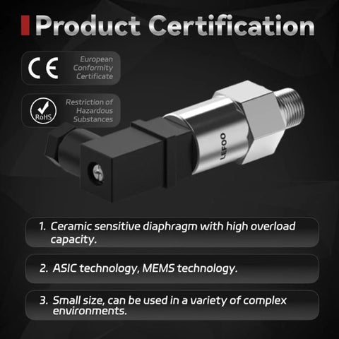 T2000 0 To 100 PSI 4 To 20 mA Air Pressure Transmitter with ceramic diaphragm and Hirschmann connector.