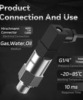 T2000 0 To 100 PSI 4 To 20 mA Air Pressure Transmitter For Diesel Gas Water Oil With G1/4 Inch Thread and Hirschmann Connector