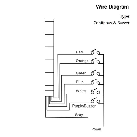 Wire diagram for Industrial Red LED Alarm Light With Loud Buzzer 110V AC Signal Tower Lamp.