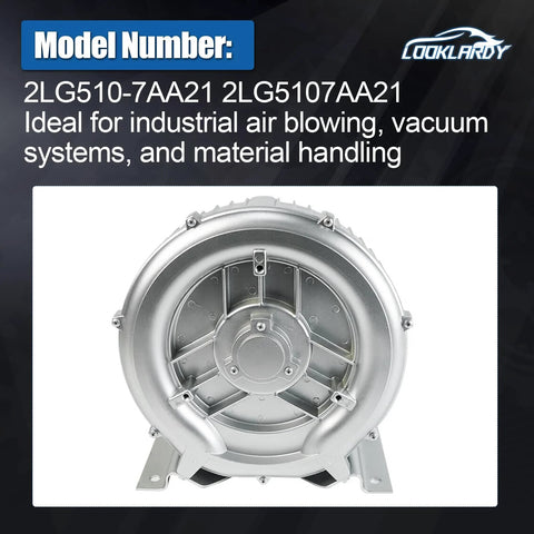 Efficient 2 HP oil-free regenerative blower delivers 150 CFM at 110-120V, ideal for industrial air blowing, vacuum, and aeration