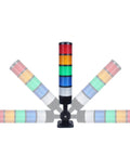 Industrial LED Signal Tower Light Set with Rotatable Base and Buzzer Five Layer Stack Lights 12V 24V DC showing rotation angle