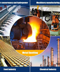 Collage of industries including water conservancy, machinery manufacturing, metal smelting, food and chemical industries.