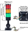 Industrial Led Signal Tower Light 3 Tier Stack With Rotatable Base Buzzer 90dB Alarm Steady Or Flashing Modes 110 to 220V AC