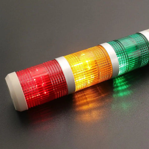Industrial Tower Signal Light With Built In Buzzer 24 Volt DC 5 Watt LED Indicator Lamp With Red Green Yellow Orange Colors Stack Light