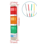Industrial Signal Light Tower LED Indicator With Red Green Yellow LEDs 24V DC 2W LTA 402T Square Column Warning Light For Machinery Continuous Light Built Tough Metal Plastic Housing Mounting Bracket Included Baomain, front view with dimensions.