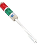 Industrial Signal Light Tower LED LTA 502T Round Indicator with red and green continuous light, DC 24V, 2W metal and plastic.