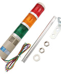 Industrial Signal Light Tower LED Indicator With Red Green Yellow Lights LTA 502 LED Buzzer Flash Alarm Light Round Warning Light DC 12V 2W Metal And Plastic Construction Includes Mounting Bracket For Industrial Use